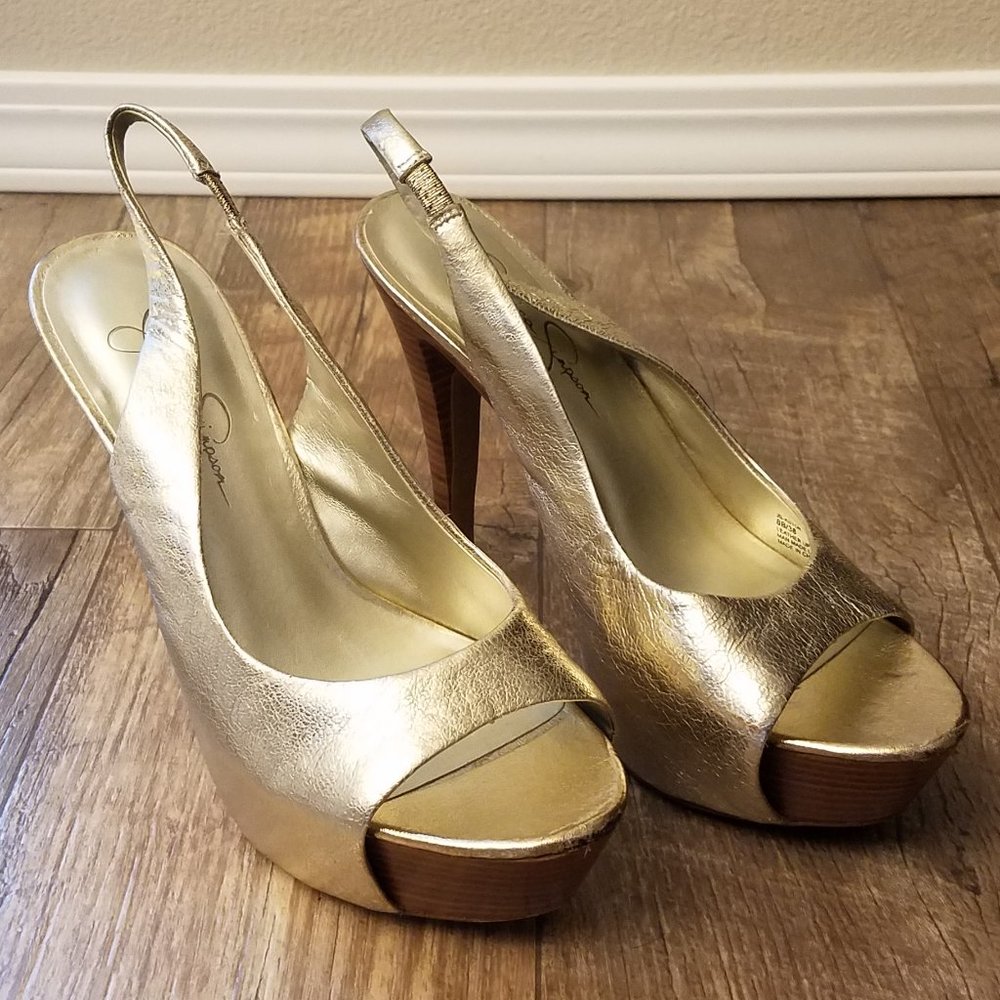 Jessica Simpson Golden Platform High Heel Pumps